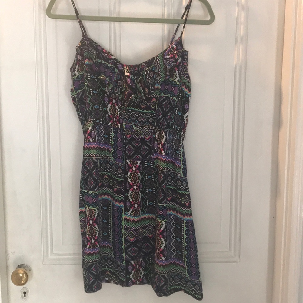 Summer dress, Aztec pattern,  neon colors, L
